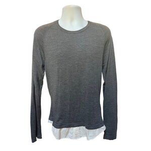 Burberry Men's Wool Sweater Shirt w Attached Shirt Tails Luxury Knit Unique Look